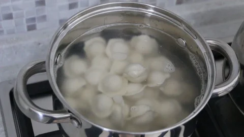 Dumplings boiled in  pan Video stock 105807803