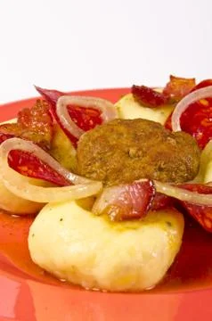 Dumplings with burger Stock Photos
