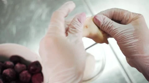 Dumplings with cherries Stock Footage 155203095