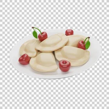 Dumplings with cherry Stock Illustration
