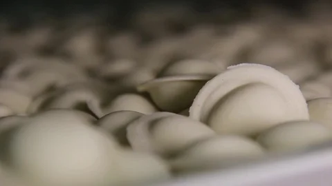 Dumplings close-up, camera moves from left to right Stock Footage 75254665