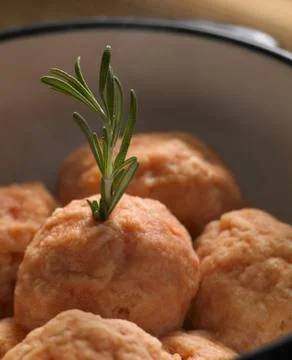 Dumplings from cod a la salmon Stock Photos