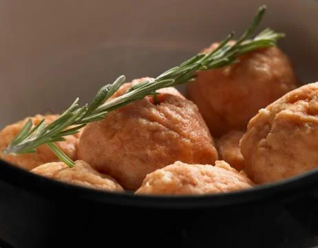 Dumplings from cod a la salmon Stock Photos