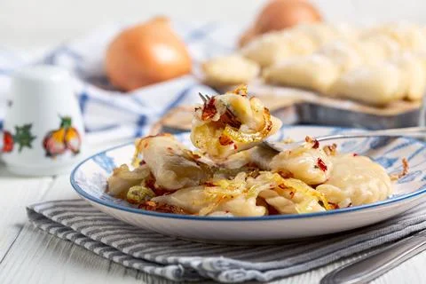 Dumplings, filled with cabbage. Stock Photos