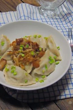 Dumplings with greaves Stock-Fotos
