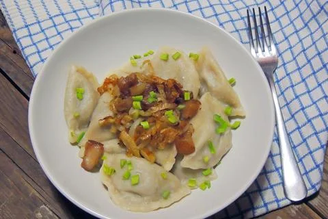 Dumplings with greaves Stock Photos