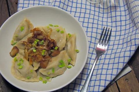 Dumplings with greaves Stock Photos