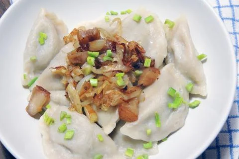 Dumplings with greaves Stock Photos