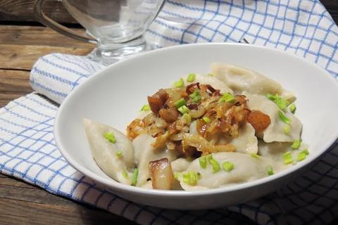 Dumplings with greaves Stock Photos