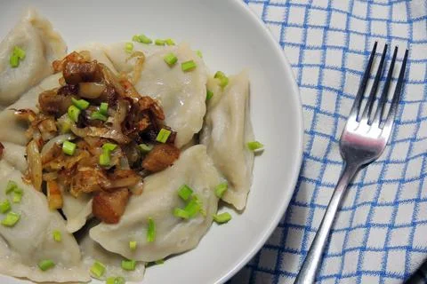 Dumplings with greaves Stock Photos