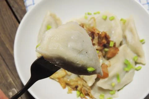 Dumplings with greaves Foto stock
