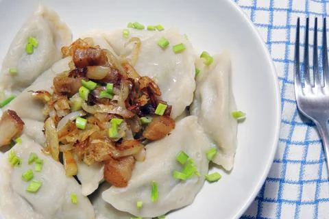 Dumplings with greaves Stock Photos