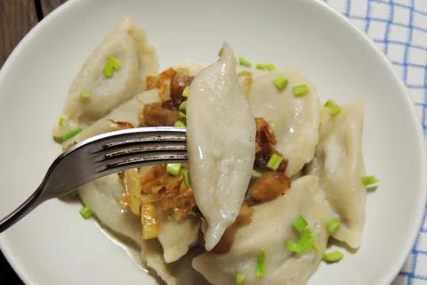 Dumplings with greaves Stock Photos