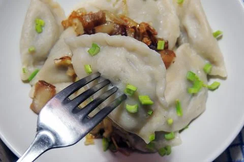 Dumplings with greaves Stock Photos
