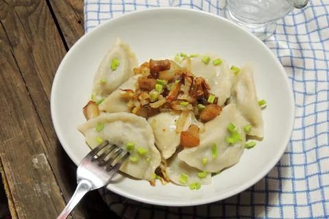 Dumplings with greaves Stock Photos