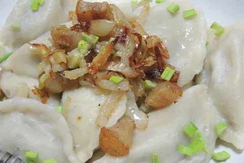 Dumplings with greaves Stock Photos