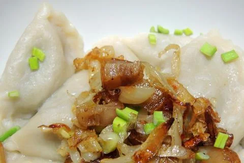 Dumplings with greaves Stock Photos