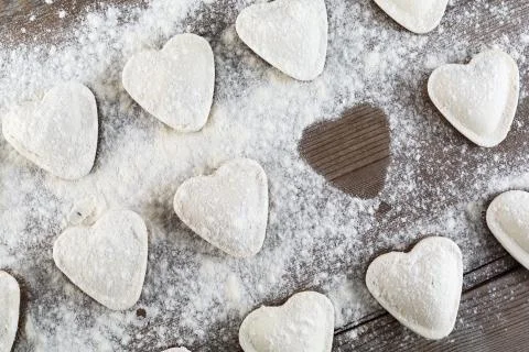 Dumplings hearts Stock Photos
