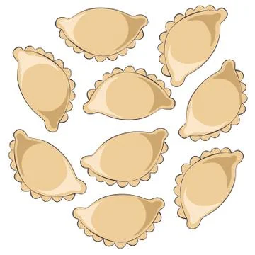 Dumplings isolated on white background. Eastern european cuisine. Stock Illustration