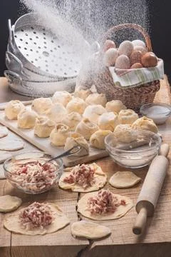 The dumplings made for cooki in style a rustic Stock Photos