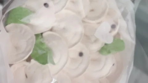 Dumplings made of marshmallows. Marshmallow bouquet.  Homemade marshmallows.. Stock Footage 267363653