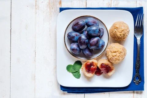 Dumplings with plums Stock Photos