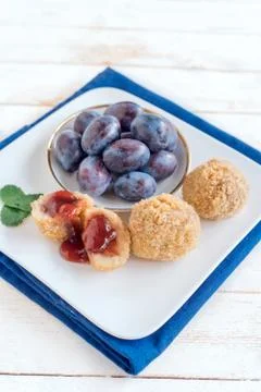 Dumplings with plums Stock Photos