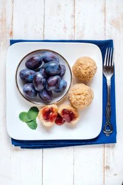 Dumplings with plums Stock Photos