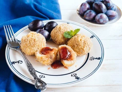 Dumplings with plums Stock Photos