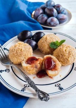 Dumplings with plums Stock Photos