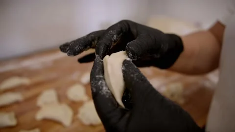 Dumplings, preparing dumplings, making dumplings, Stock Footage 170828747