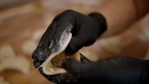 Dumplings, preparing dumplings, making dumplings, Stock Footage 170828807