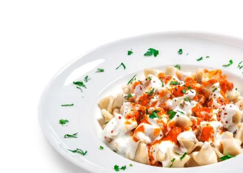 Dumplings with sauce Stock Photos