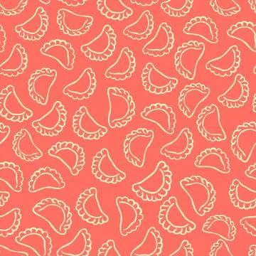 Dumplings seamless pattern Hand drawn illustration Stock Illustration