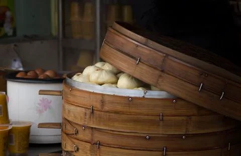 Dumplings steaming Beijing Stock Photos