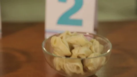 Dumplings in a transparent plate, close-up Stock Footage 75254318