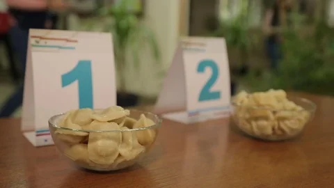 Dumplings in two transparent plates Stock Footage 75254250