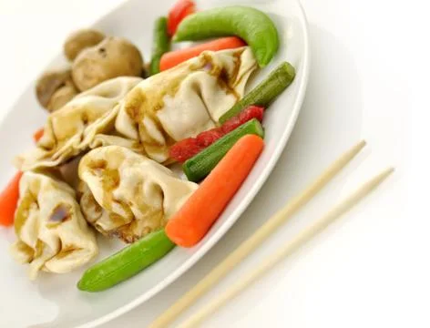 Dumplings with vegetables Stock Photos
