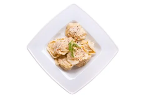 Dumplings in a white plate 写真素材