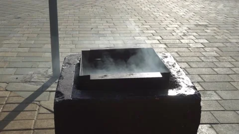 Dumpster burns from not extinguished stub Stock Footage 169305950