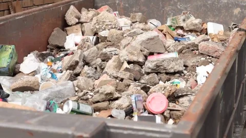 Dumpster with construction pan Stock Footage 69188121