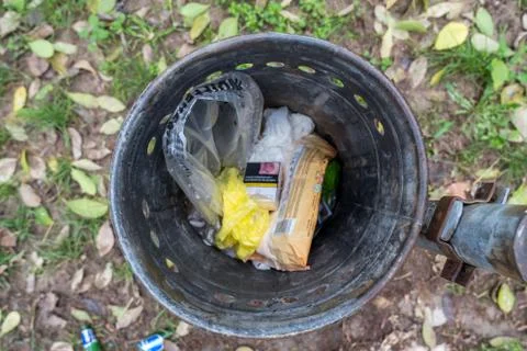 Dumpster of garbage from above 库存照片