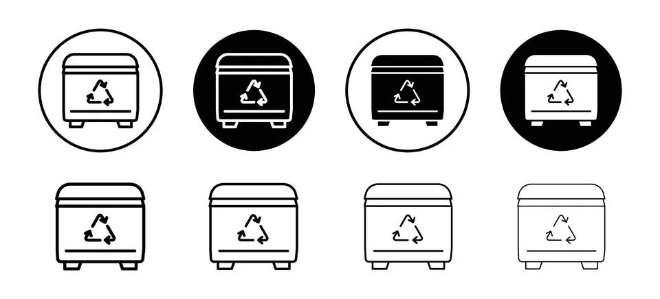 Dumpster vector icon set collection. Dumpster Outline flat Icon. Stock Illustration