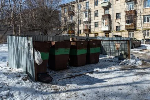 Dumpster in the yard Stock Photos