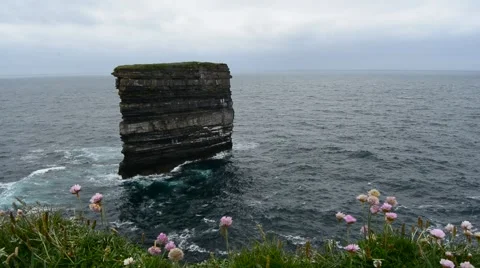 Dun Briste, Downpatrick Head, Ballycastle, Mayo, Connacht, Ireland Stock Footage 64875995