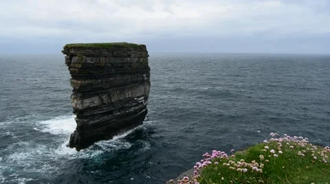 Dun Briste, Downpatrick Head, Ballycastle, Mayo, Connacht, Ireland Stock Footage 64876046