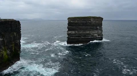 Dun Briste, Downpatrick Head, Ballycastle, Mayo, Connacht, Ireland Stock Footage 64876095