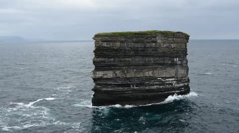 Dun Briste, Downpatrick Head, Ballycastle, Mayo, Connacht, Ireland Stock Footage 64876236