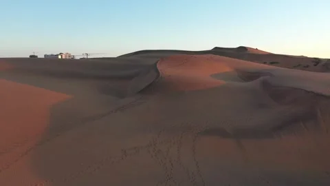 Dunas de Punta Concón, Chile, South America aerial view of desert, sunset Stock Footage 301386719