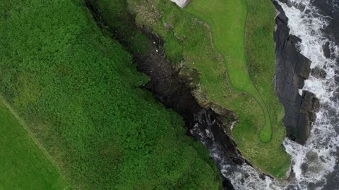 Dunbeath Castle Sutherland Drone Aerial video Stock Footage 247334948